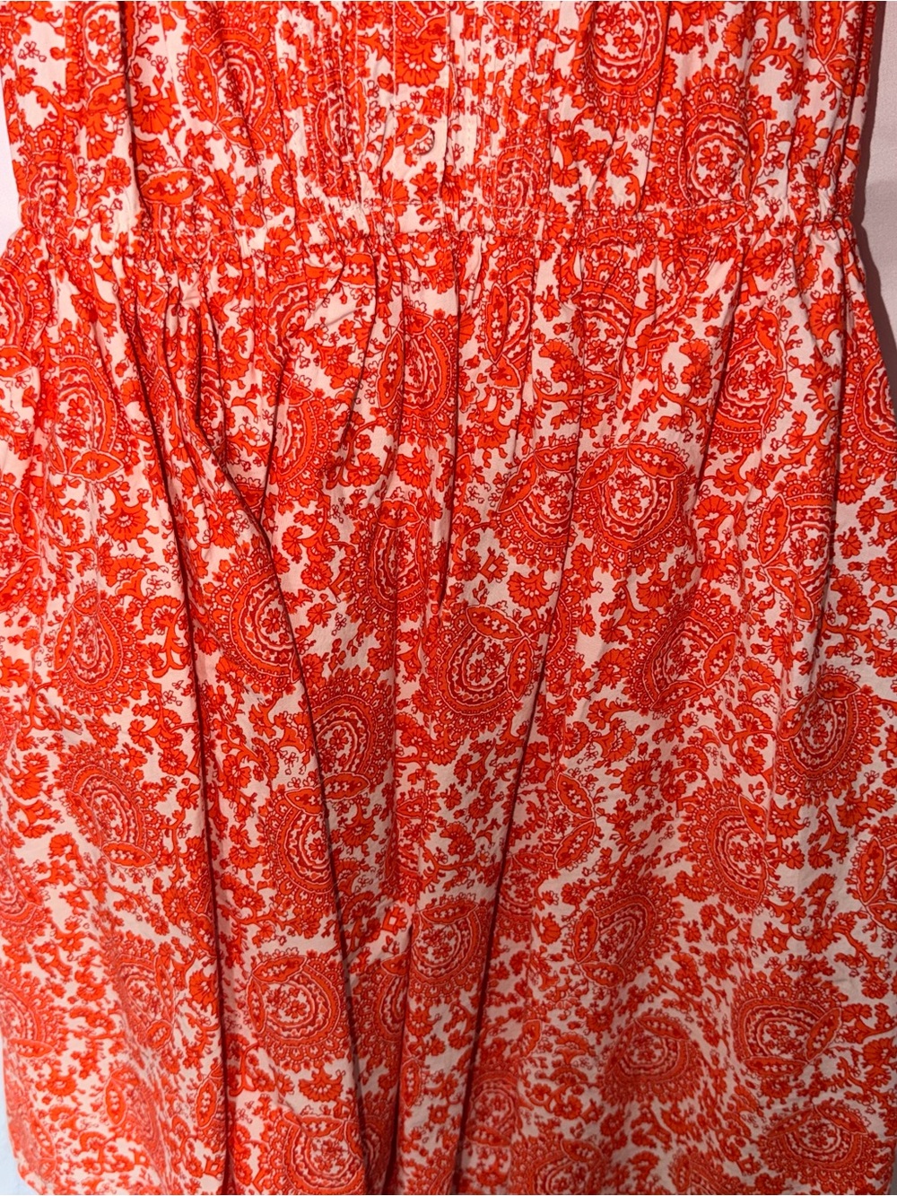 New J Crew Orange White Floral Poplin 100% Cotton Ruffle Collar Small Mini Dress - Picture 7 of 17